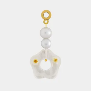 Dried Floral Pearl Earring Charm