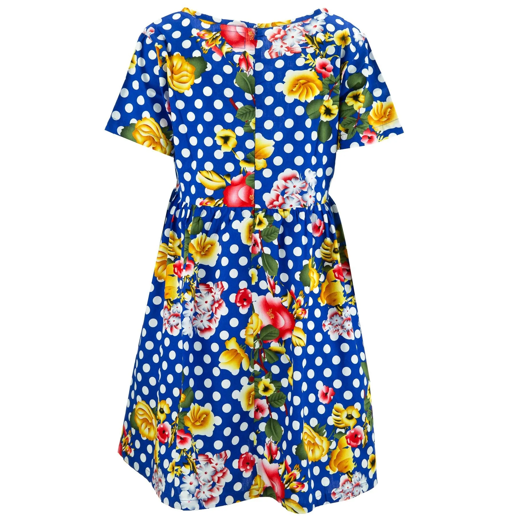 Empire Line Tea Dress - Polka Dot Floral Cotton