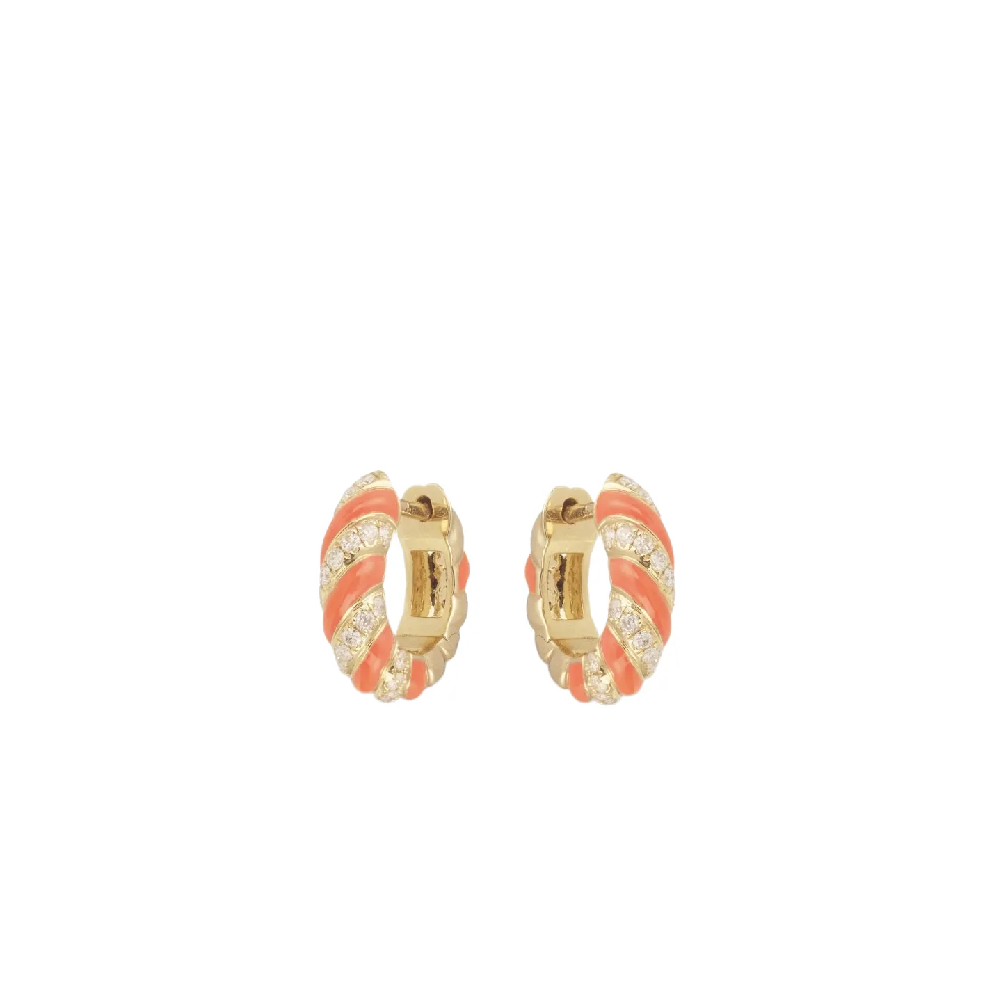 Enamel & Diamond Twisted Candy Hoop Earrings