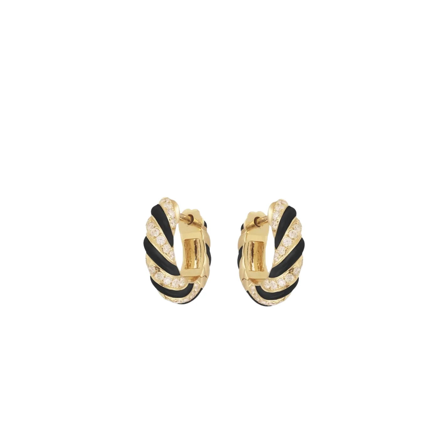 Enamel & Diamond Twisted Candy Hoop Earrings