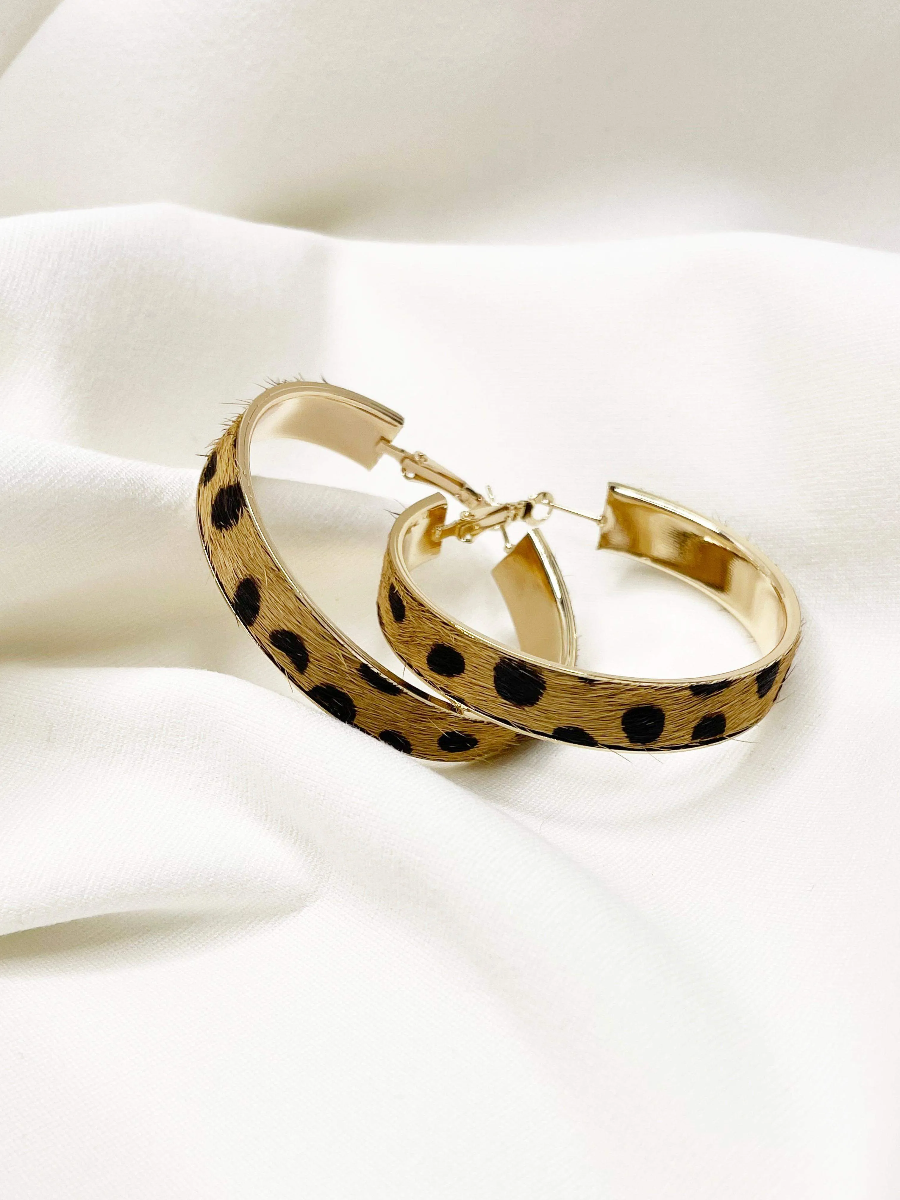 Faux Leopard Hoop Earrings