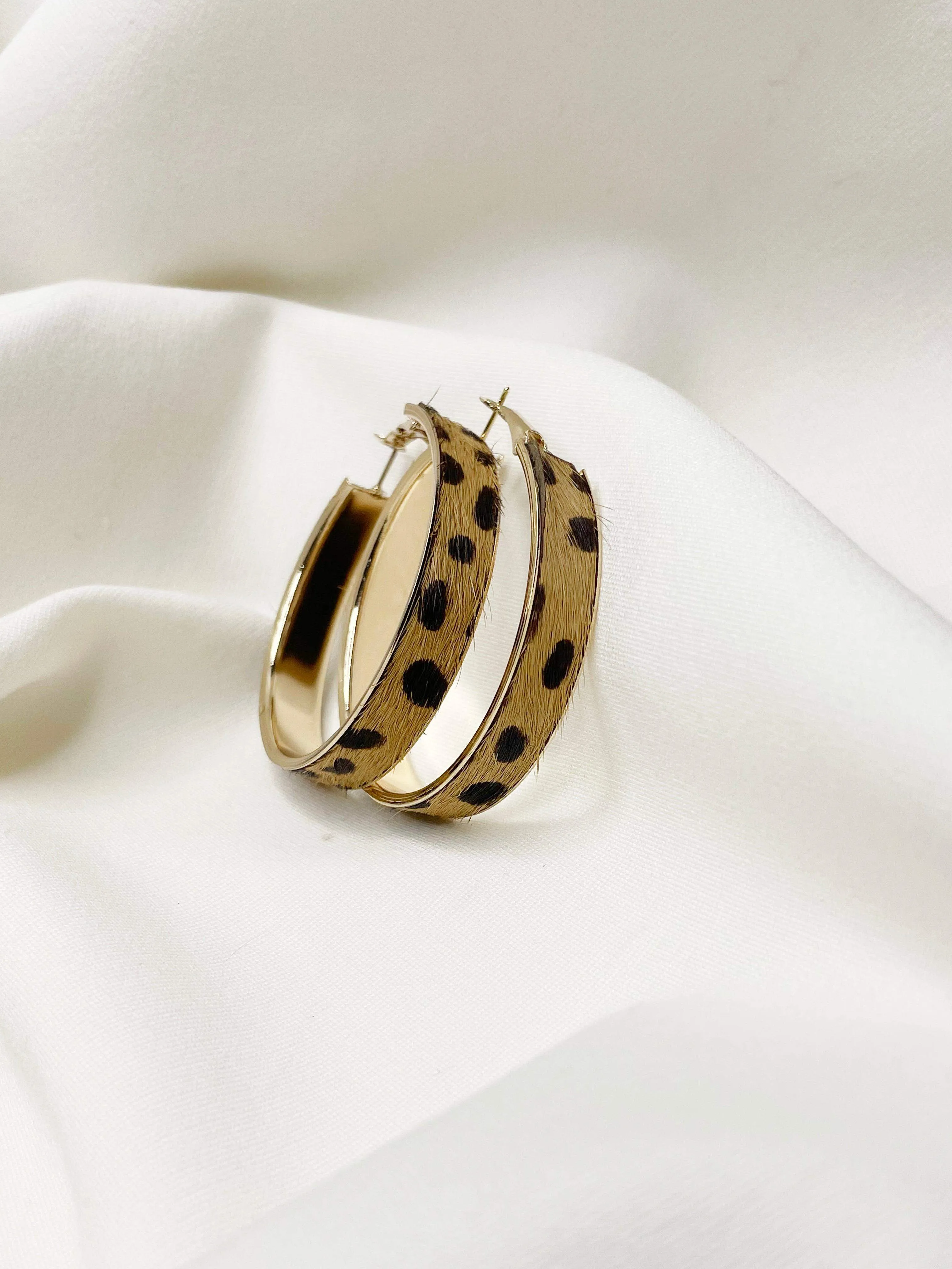 Faux Leopard Hoop Earrings