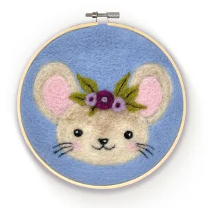 Floral Mouse in a Hoop Needle Felting Craft Kit