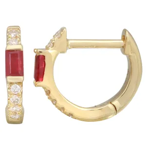 Gemstone Baguette Diamond Hoops