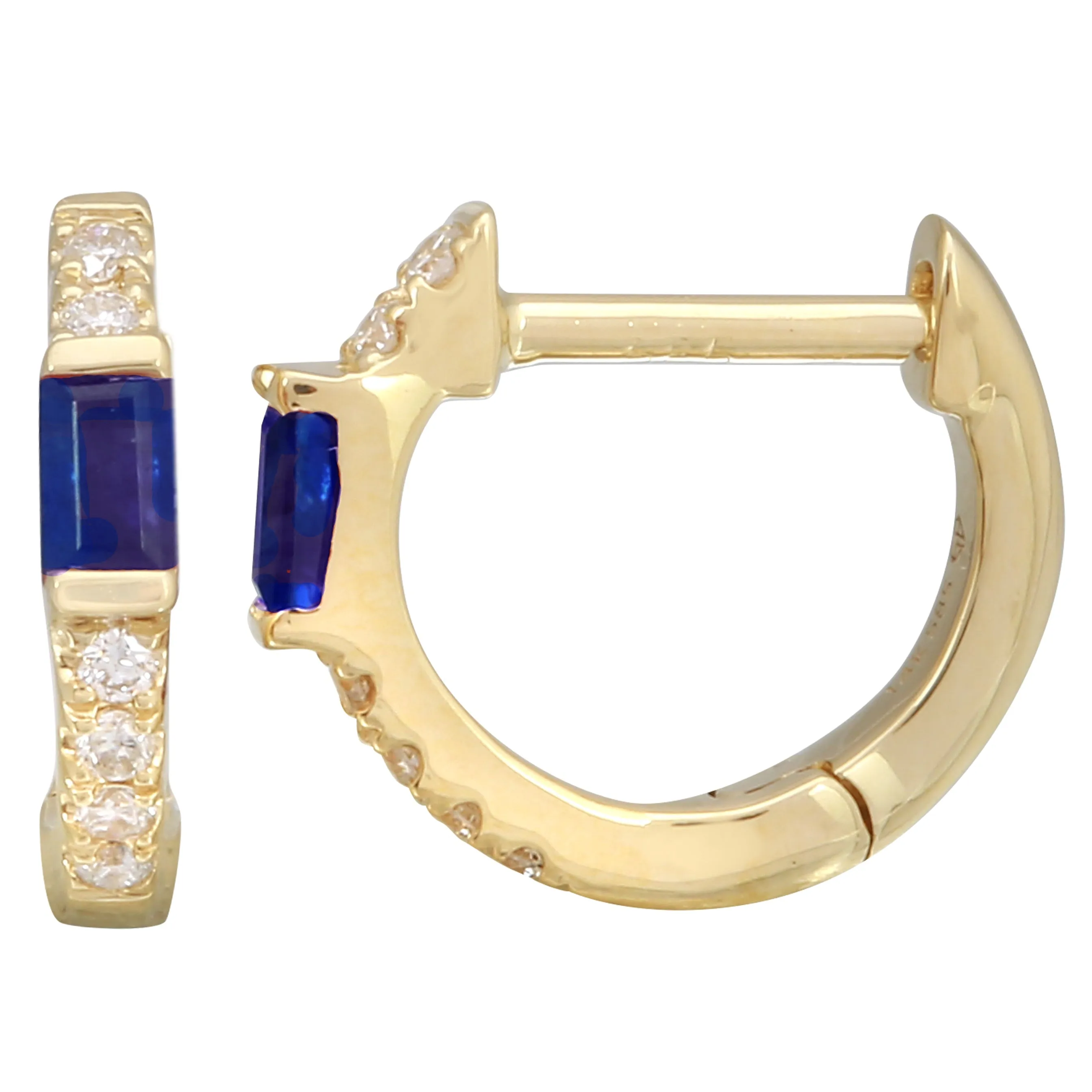 Gemstone Baguette Diamond Hoops