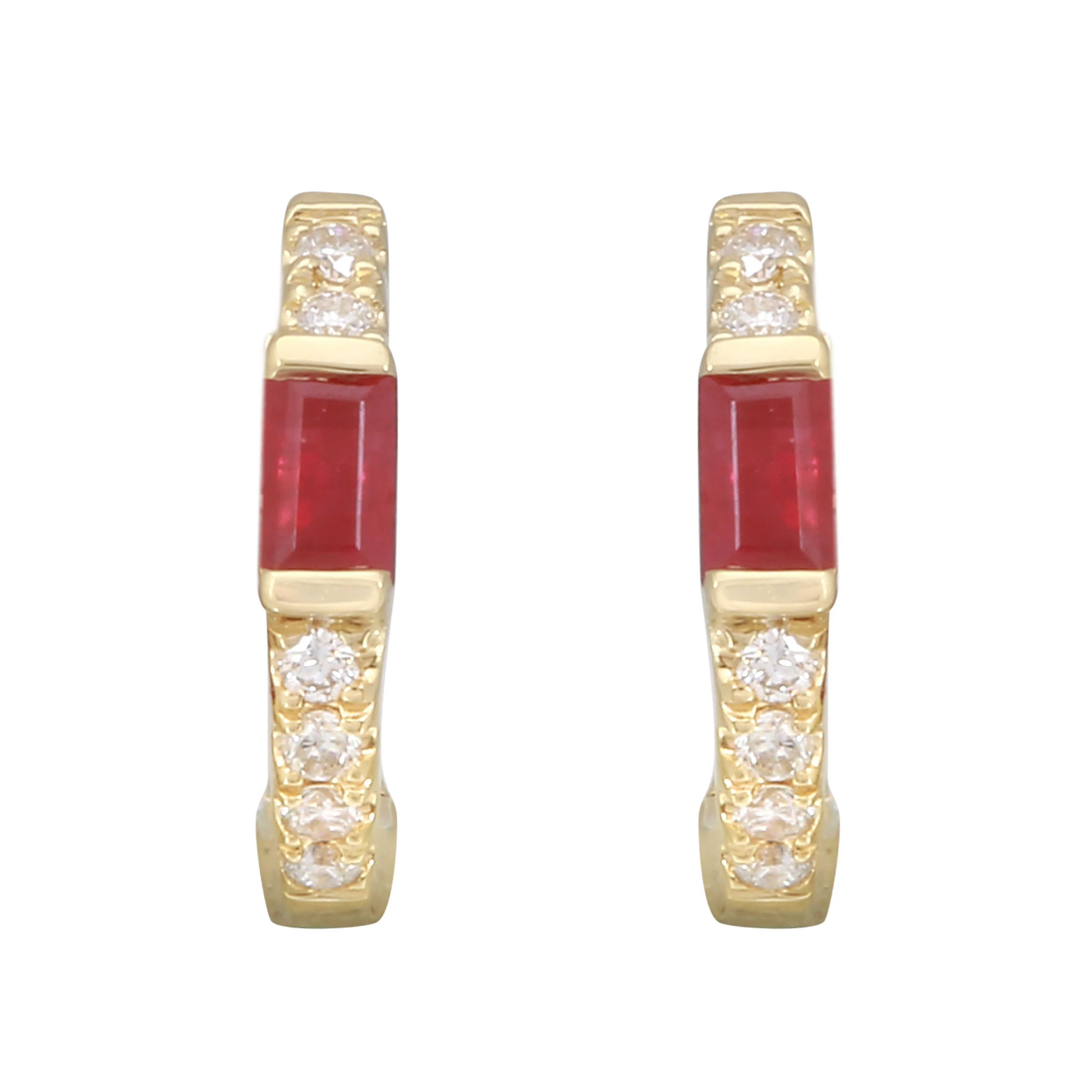 Gemstone Baguette Diamond Hoops