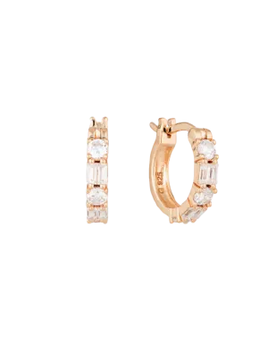 Georgini Irina Small Hoop Earrings w/ CZ - Rose Gold