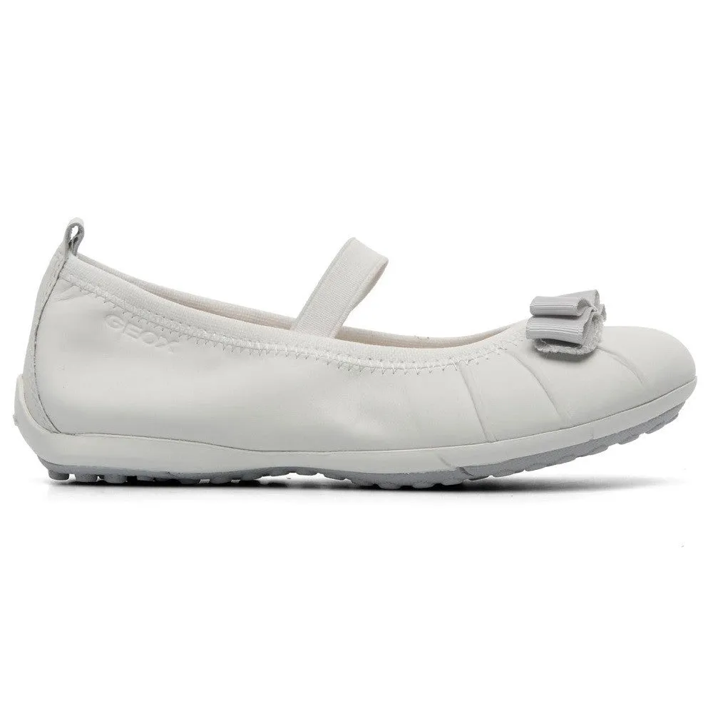 Geox J Piuma Ballerina White Strap Shoes