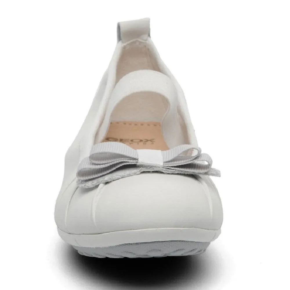 Geox J Piuma Ballerina White Strap Shoes