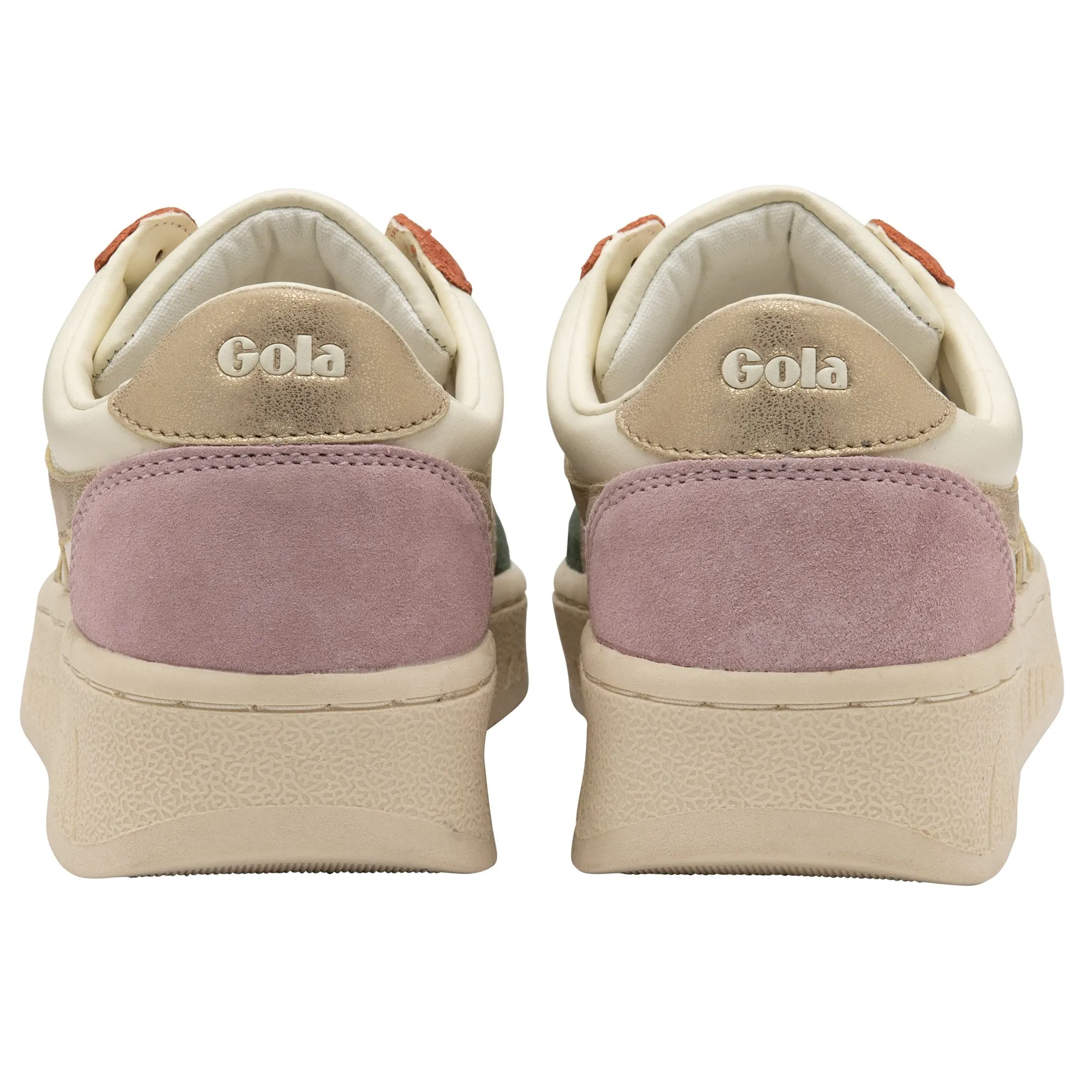 Gola Womens Trainer Grand Slam Quadrant Off White/Sage/Gold/Pastel Pink