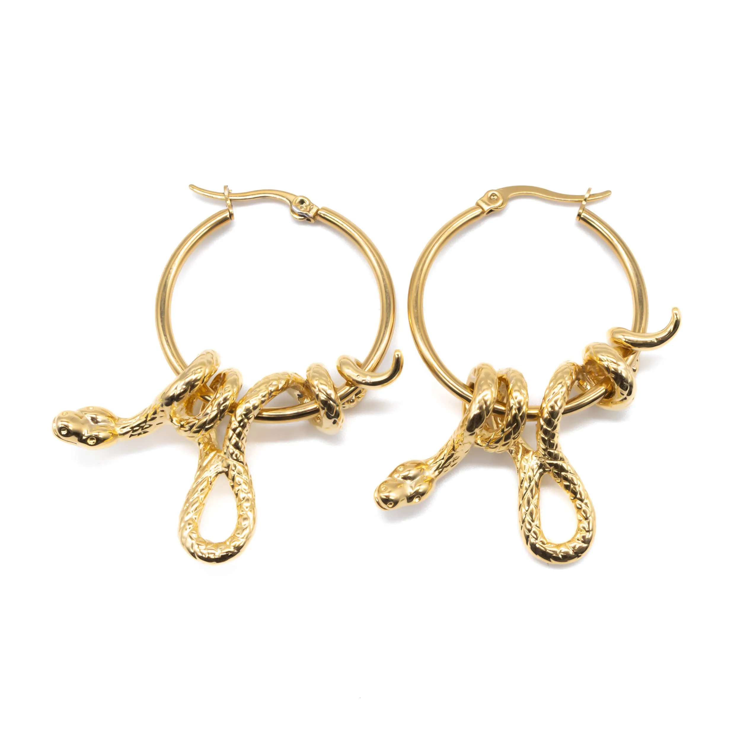 Gold Serpent's Lair Snake Earrings