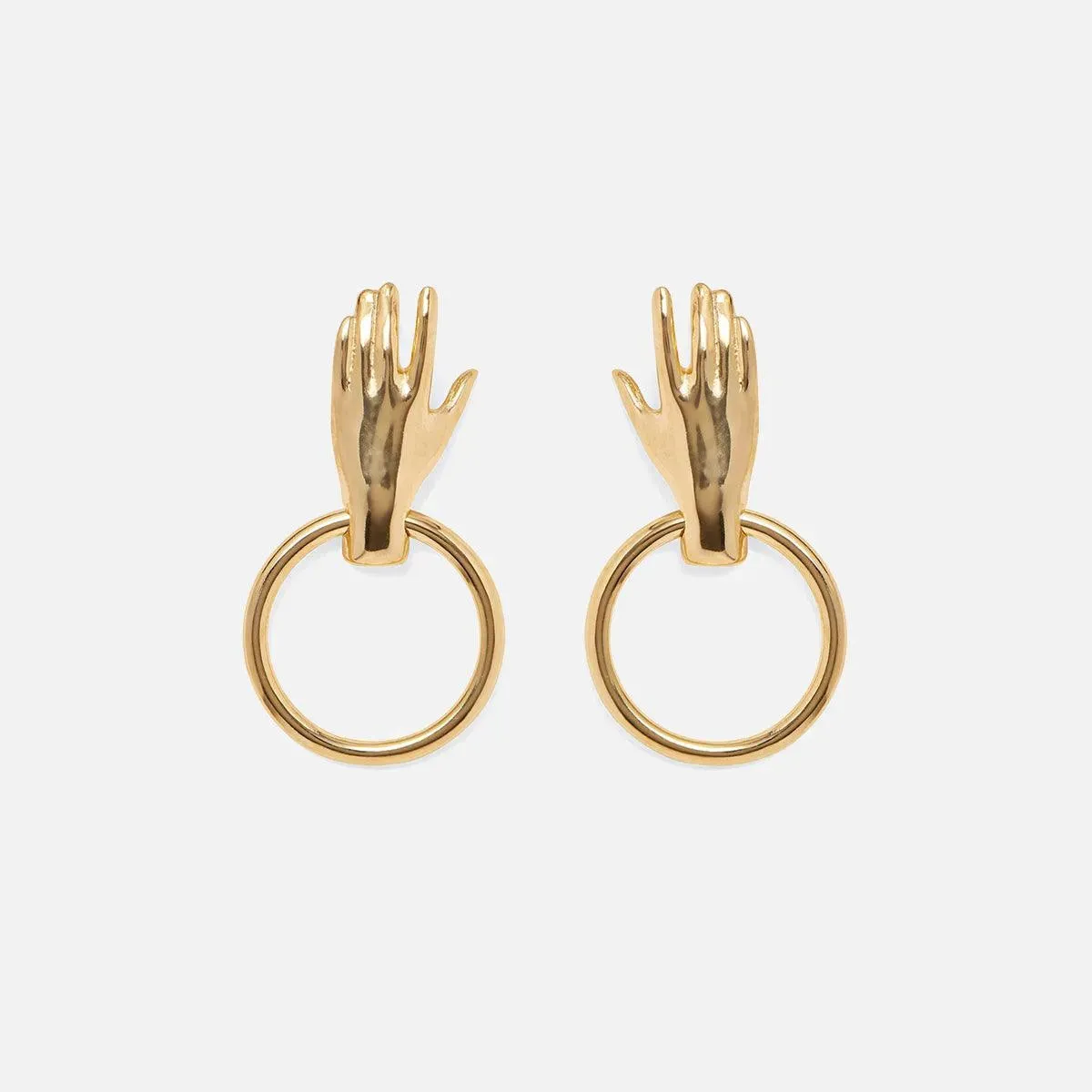 Hand Hoop Earring in Gold