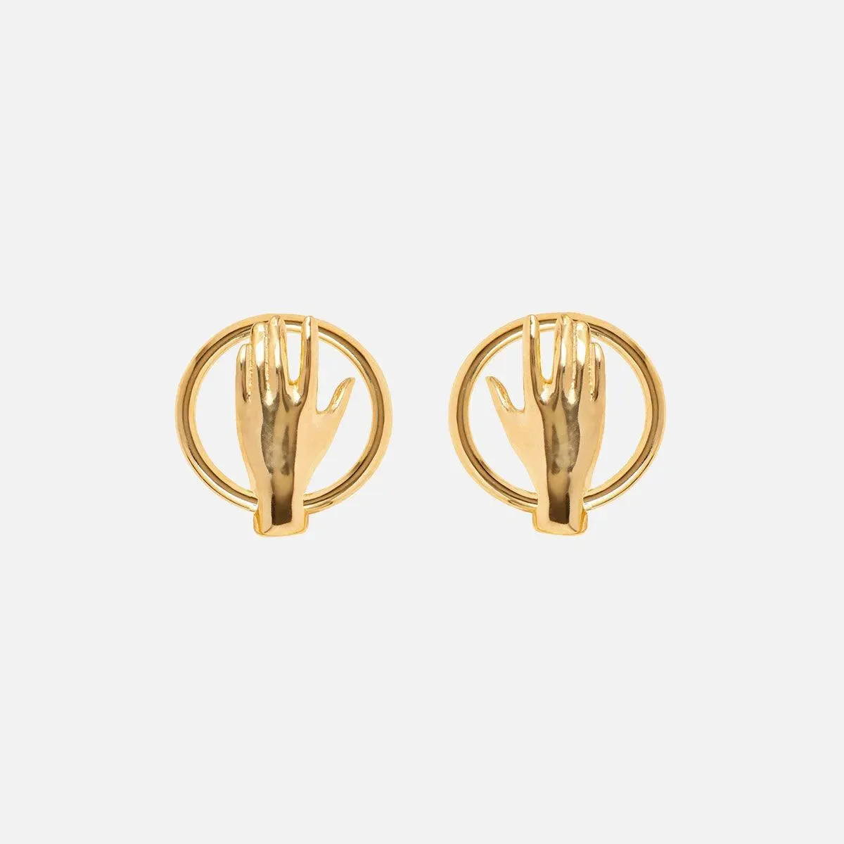 Hand Hoop Earring in Gold