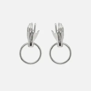 Hand Hoop Earring in Silver