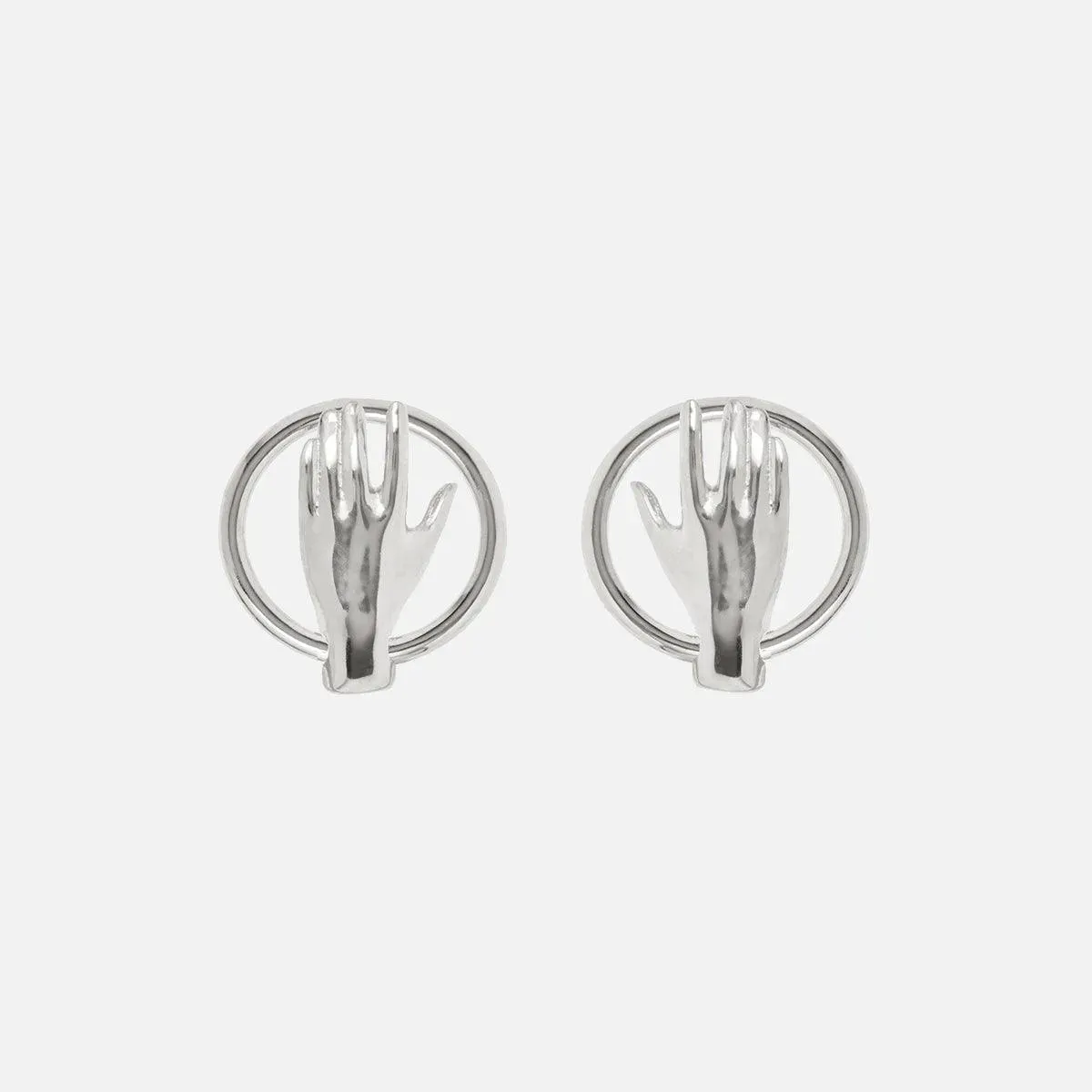 Hand Hoop Earring in Silver