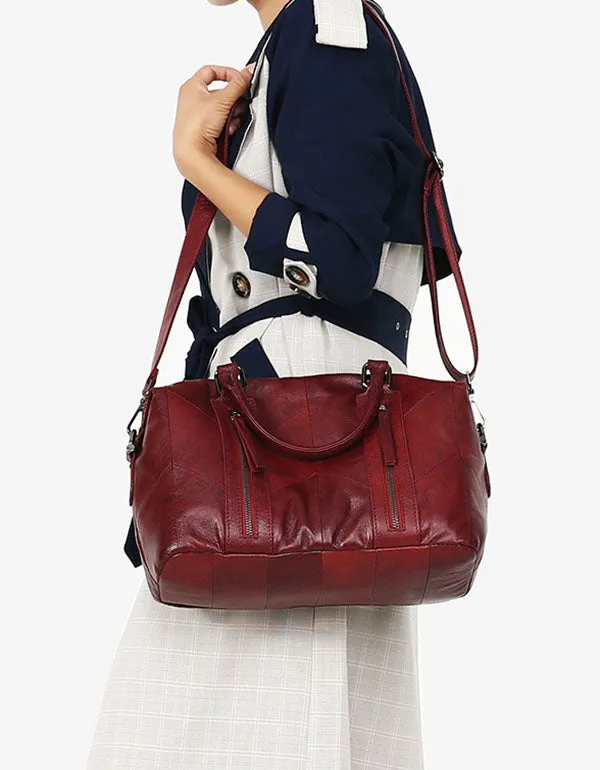 Handbag Shoulder Stitching Leather Bag