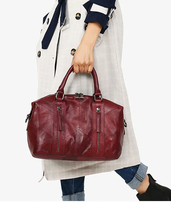 Handbag Shoulder Stitching Leather Bag