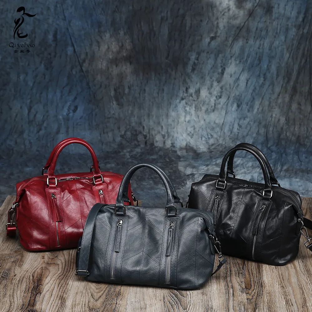 Handbag Shoulder Stitching Leather Bag