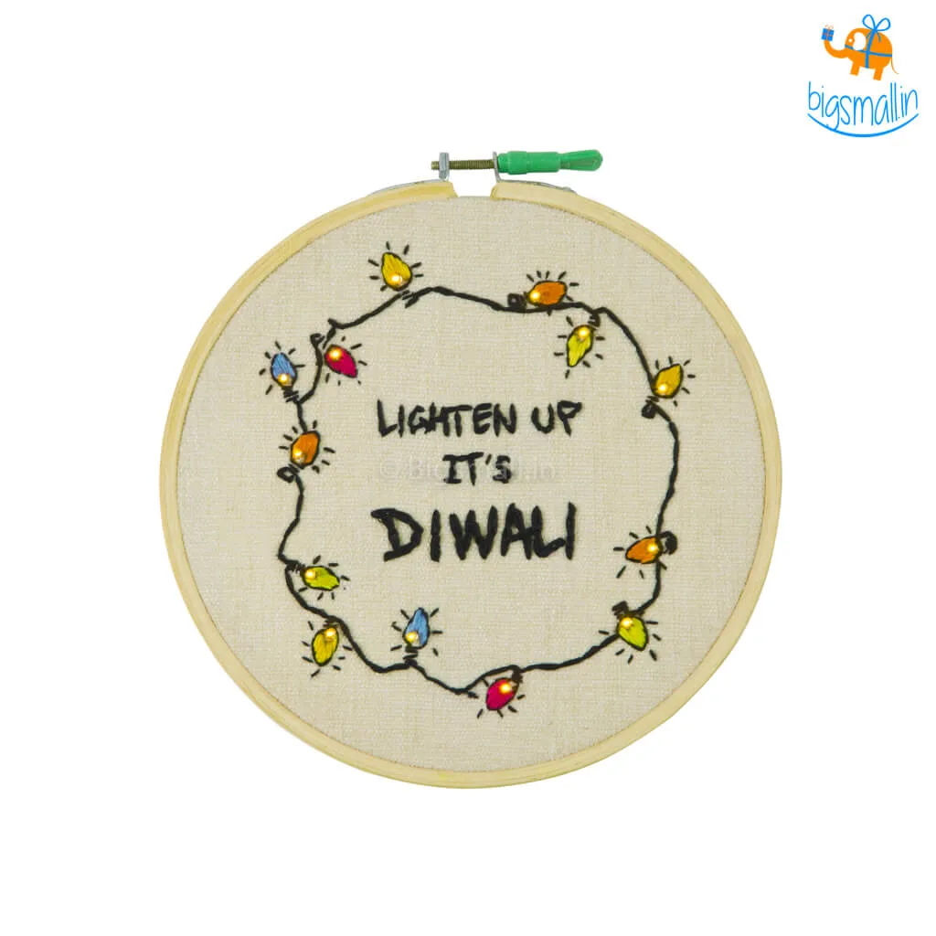 Handmade Diwali LED Embroidery Hoop Art