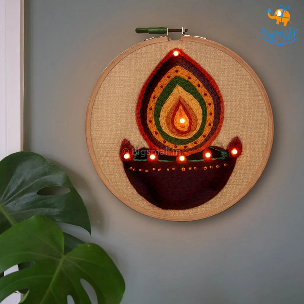 Handmade Diwali LED Embroidery Hoop Art