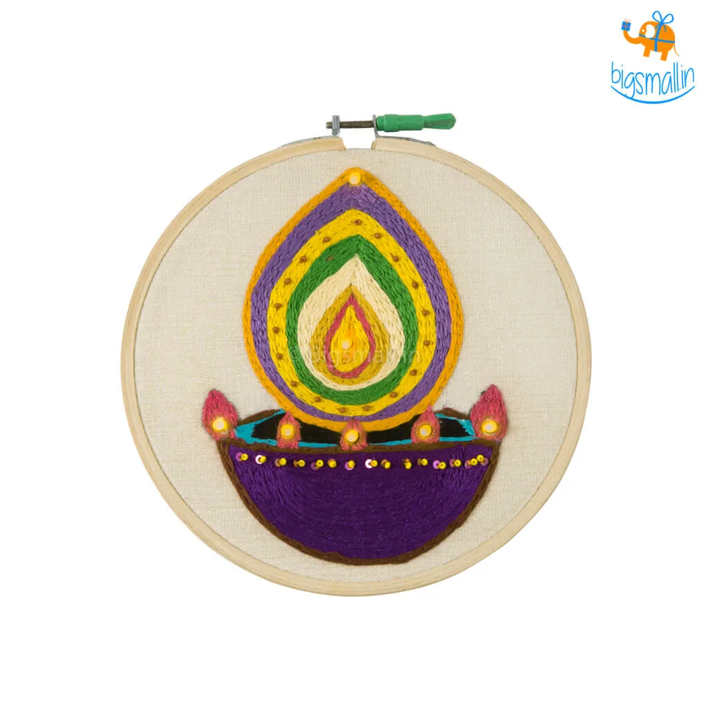 Handmade Diwali LED Embroidery Hoop Art