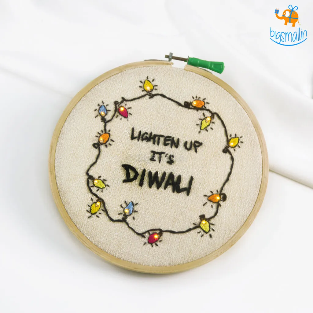 Handmade Diwali LED Embroidery Hoop Art