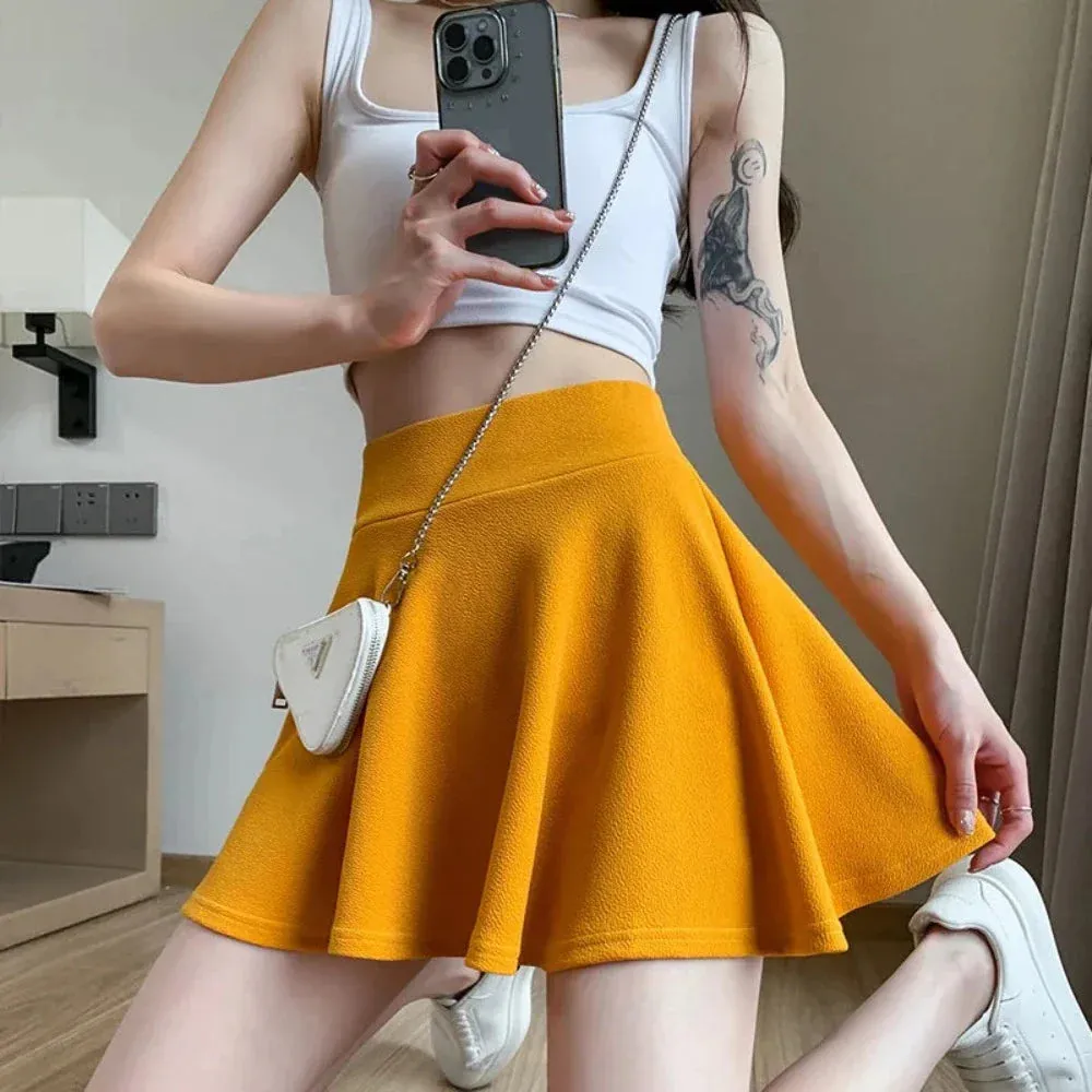 High Waste Elastic Skater Mini Skirt