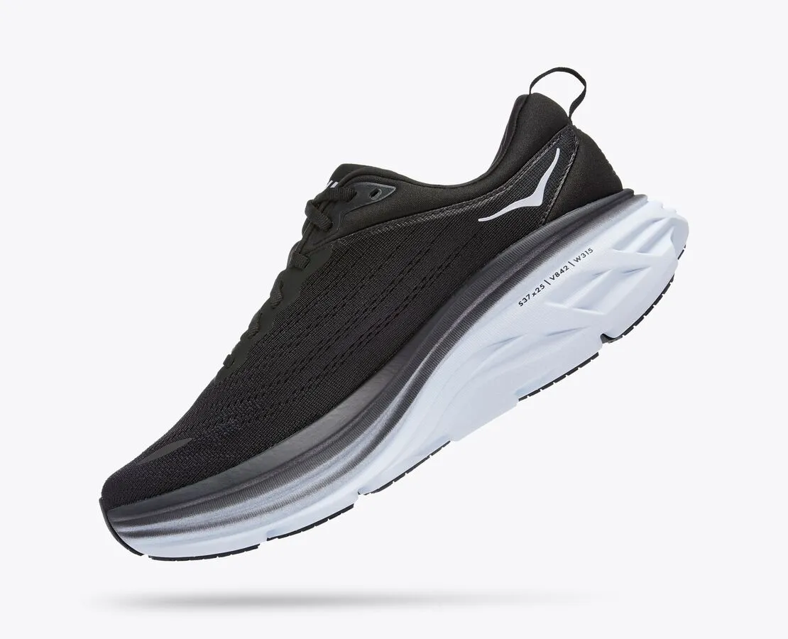 Hoka Bondi 8 Black White WIDE Men's