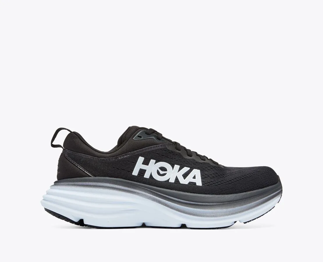 Hoka Bondi 8 Black White WIDE Women's