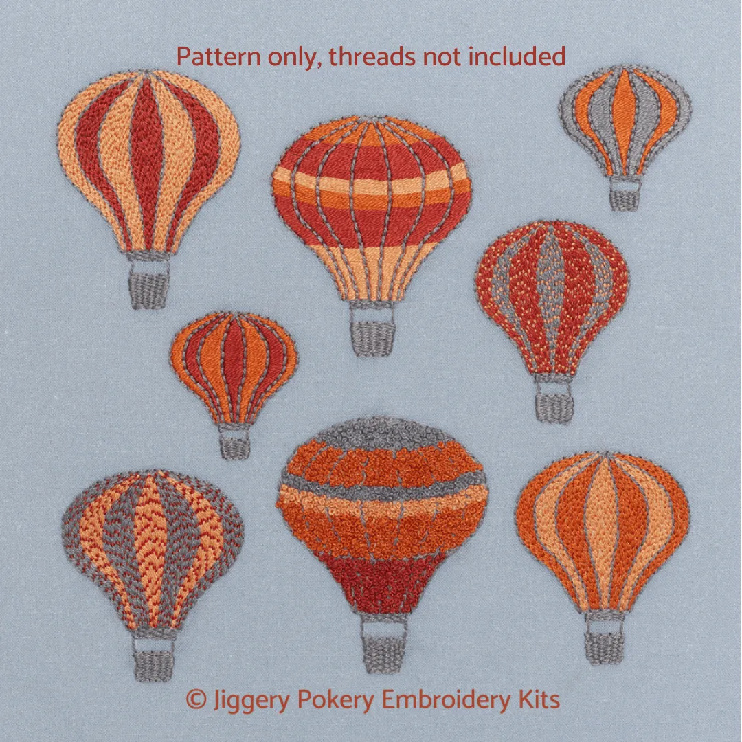 Hot air balloons embroidery pattern