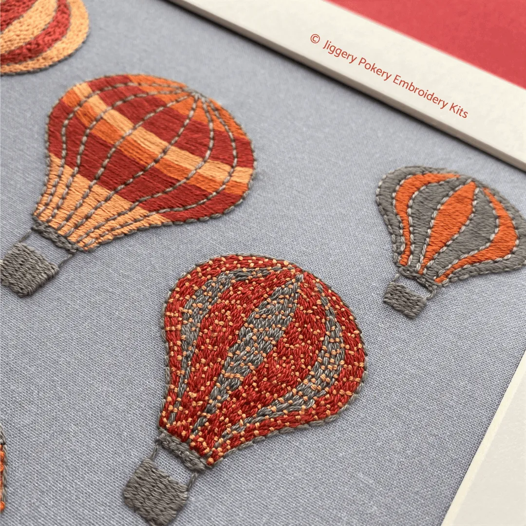 Hot air balloons embroidery pattern