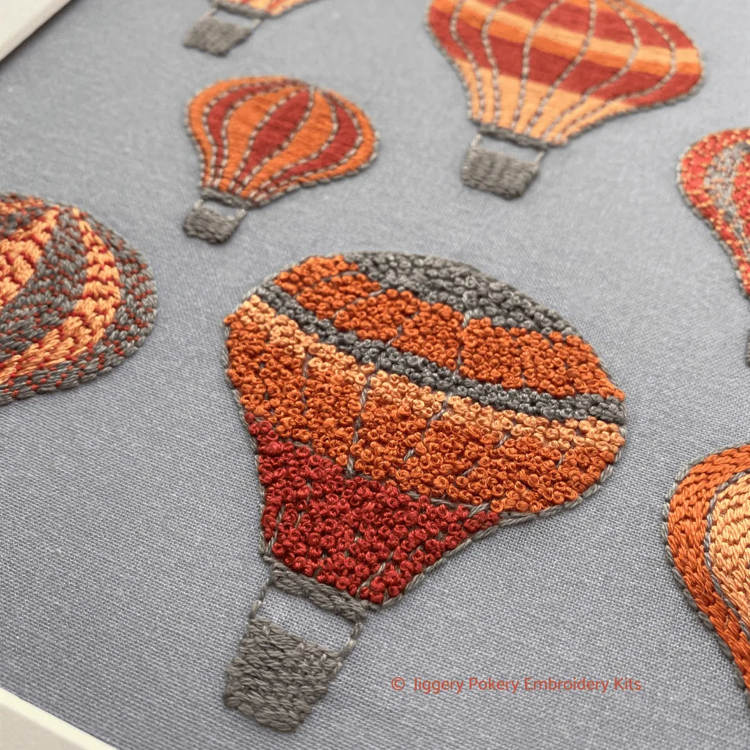 Hot air balloons embroidery pattern