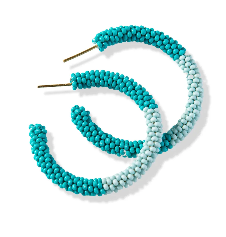 Ink   Alloy Port Turquoise Light Blue Color Block Small Hoop Earrings