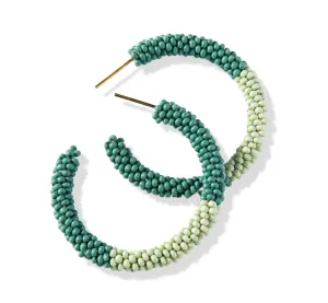 Ink   Alloy Teal Mint Color Block Small Seed Bead Hoop Earrings