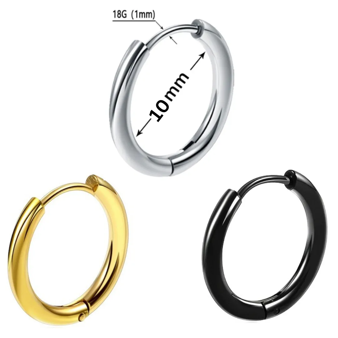 Ion Plated Steel Hinged Clicker Round Ear Hoop 10G 2.5mm Thick