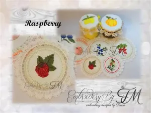 Jam jar covers or coaster - Raspberry / 4 sizes