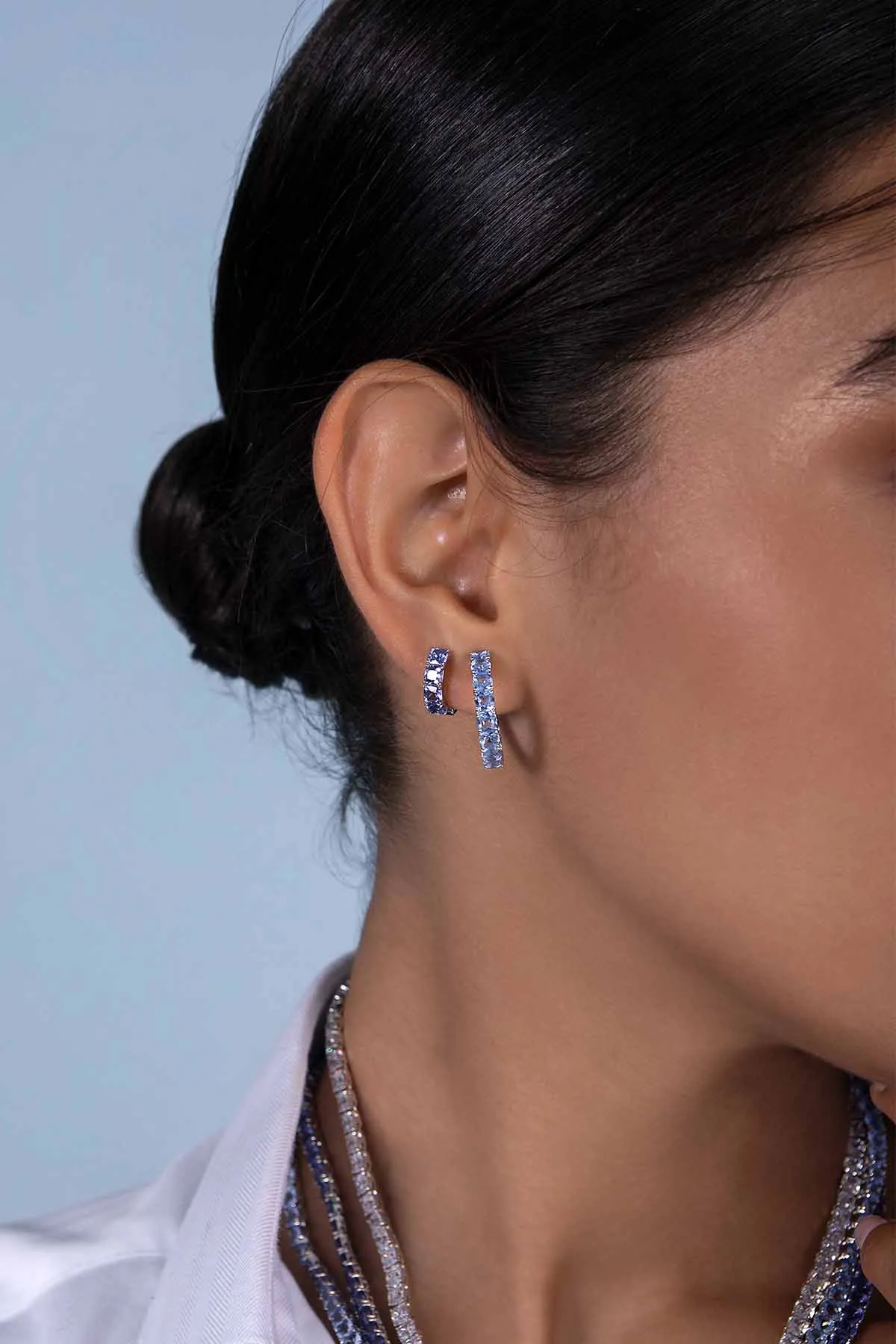 Lagoon Blue Square Hoop Earrings