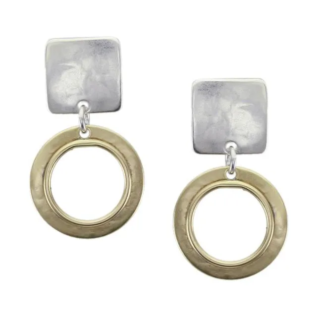 Marjorie Baer Silver Gold Garden Gate Hoop Post Earrings