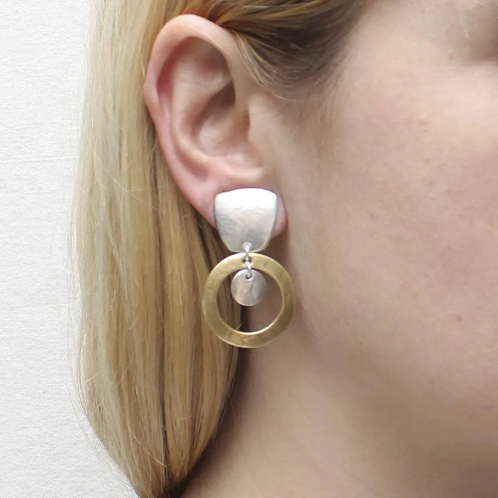 Marjorie Baer Tapered Square Hoop Disc Clip Earrings