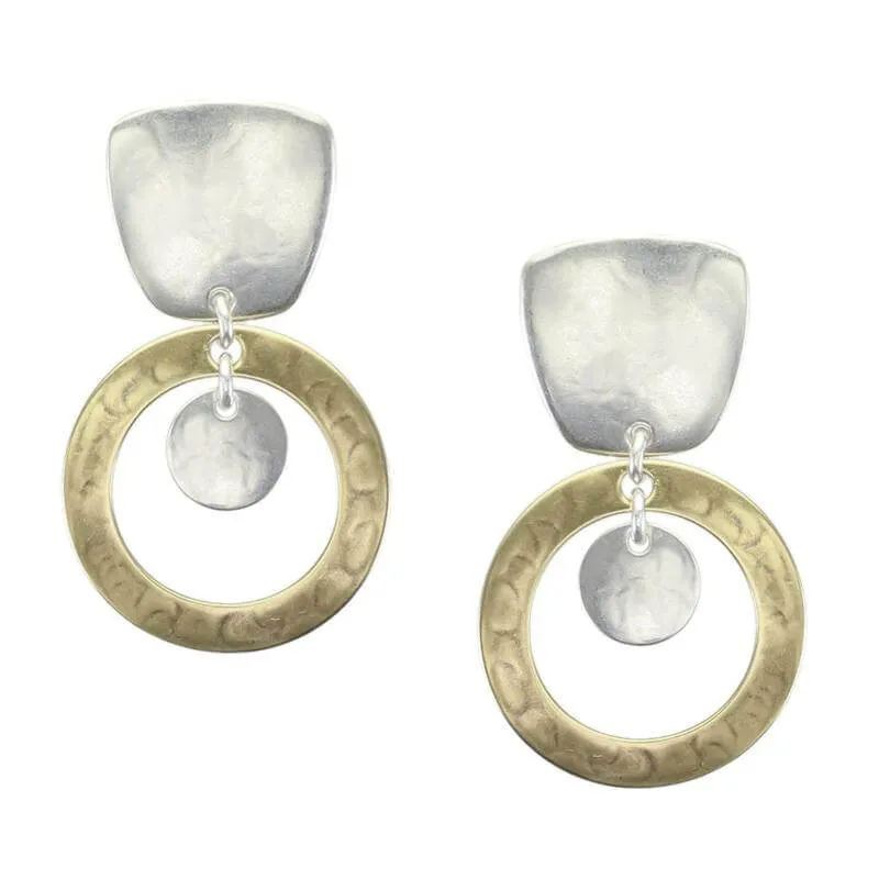 Marjorie Baer Tapered Square Hoop Disc Clip Earrings