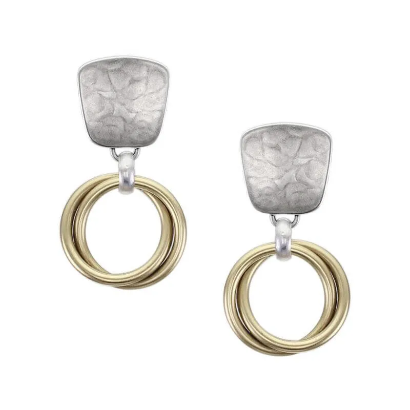 Marjorie Baer Tapered Square With Golden Knot Hoop Post Earrings