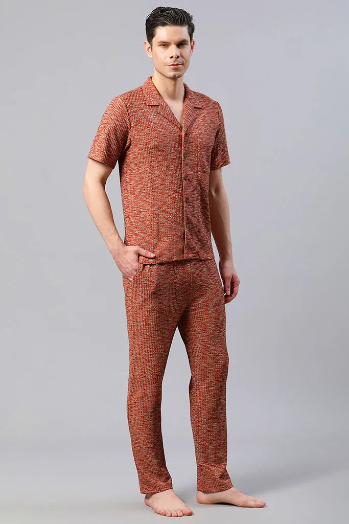 Men Coral Regular Fit Co-ord Set