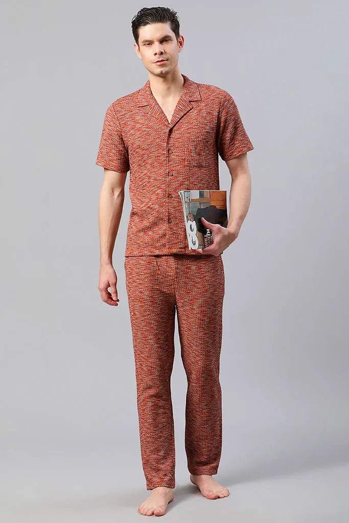 Men Coral Regular Fit Co-ord Set