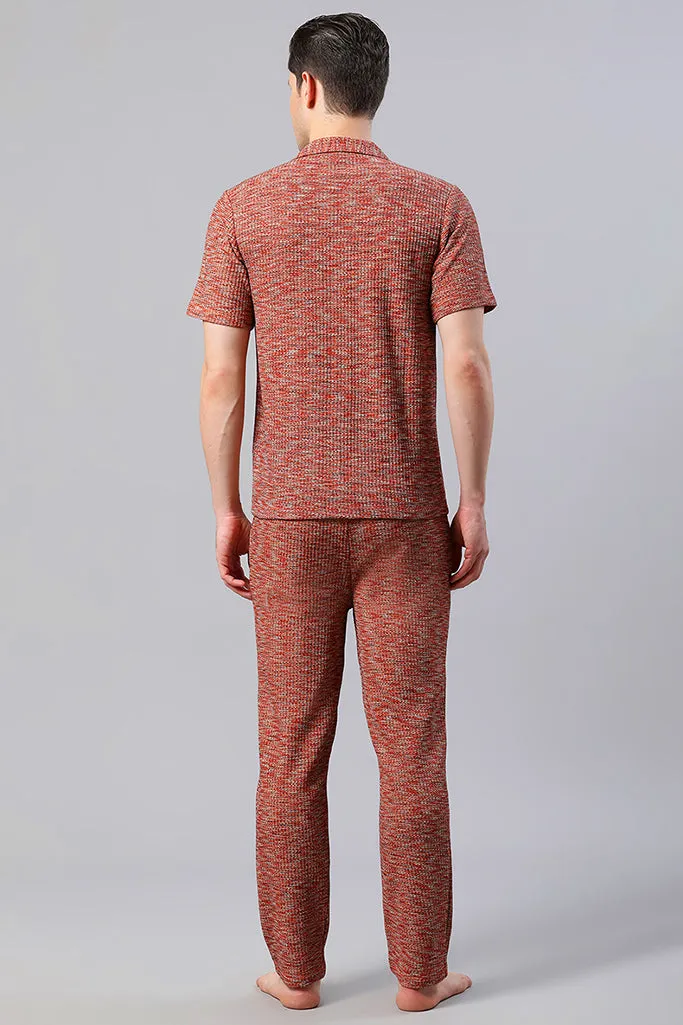 Men Coral Regular Fit Co-ord Set