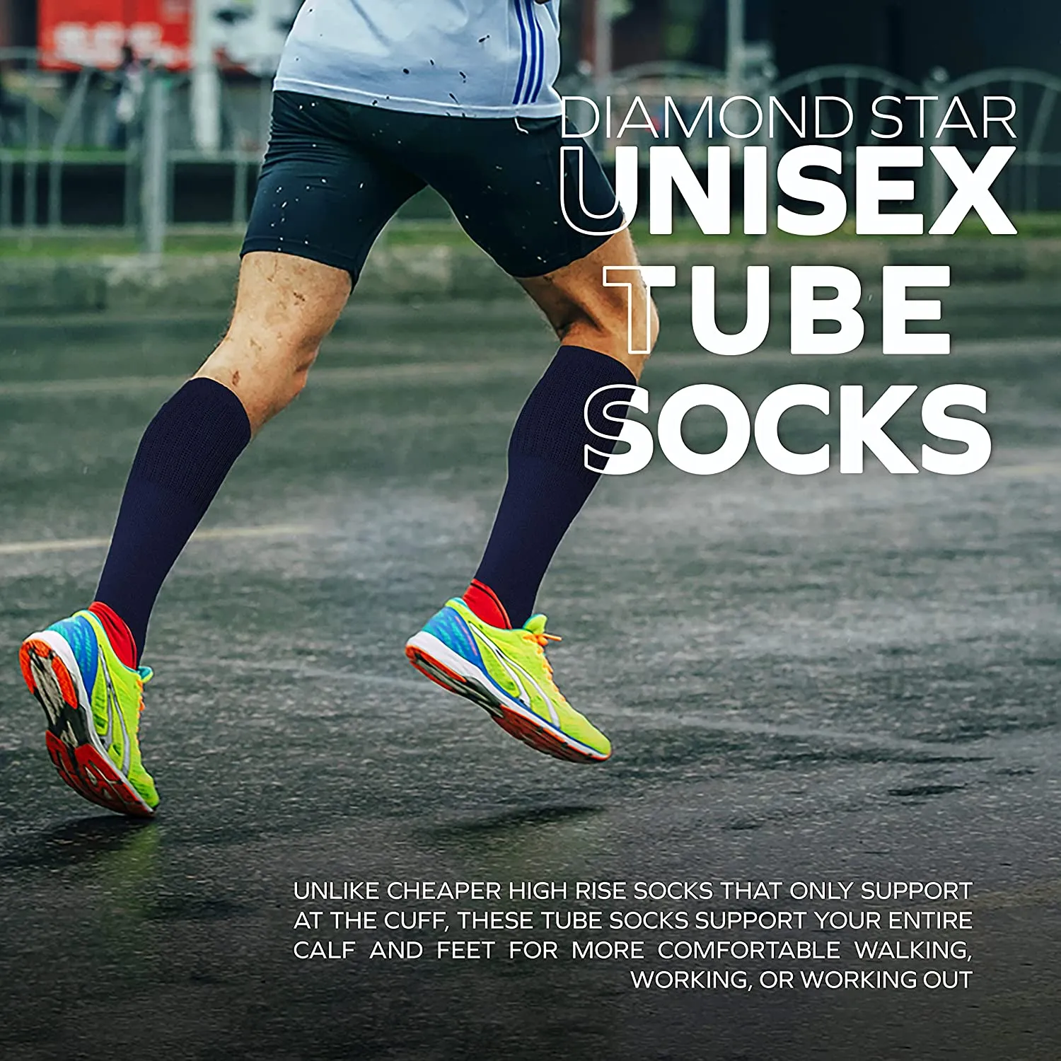 Men's 6 pairs Pack Athletic Tube Socks Running Sports OVER THE CALF Full Cushioned Premium Soft Cotton Big and Tall