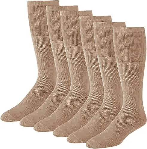 Men's 6 pairs Pack Athletic Tube Socks Running Sports OVER THE CALF Full Cushioned Premium Soft Cotton Big and Tall