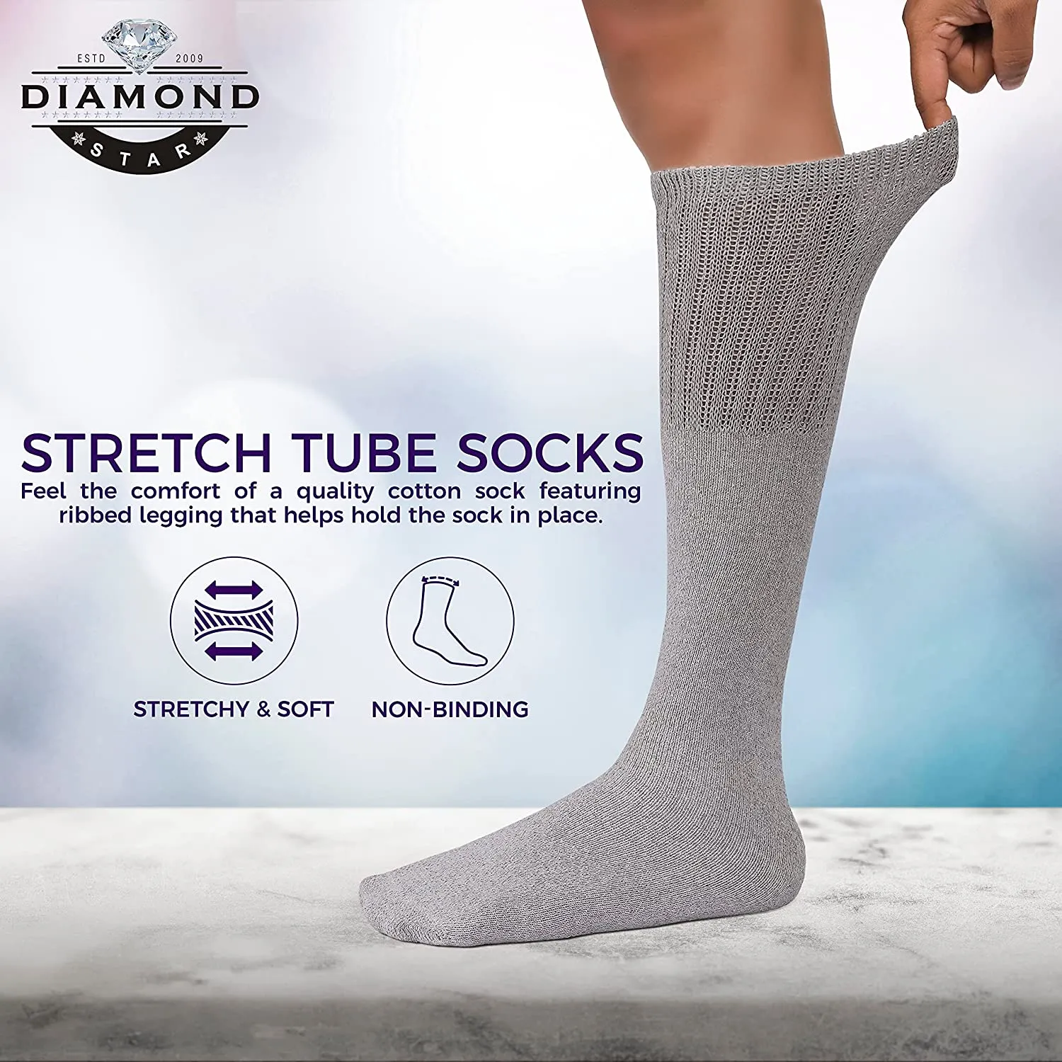 Men's 6 pairs Pack Athletic Tube Socks Running Sports OVER THE CALF Full Cushioned Premium Soft Cotton Big and Tall