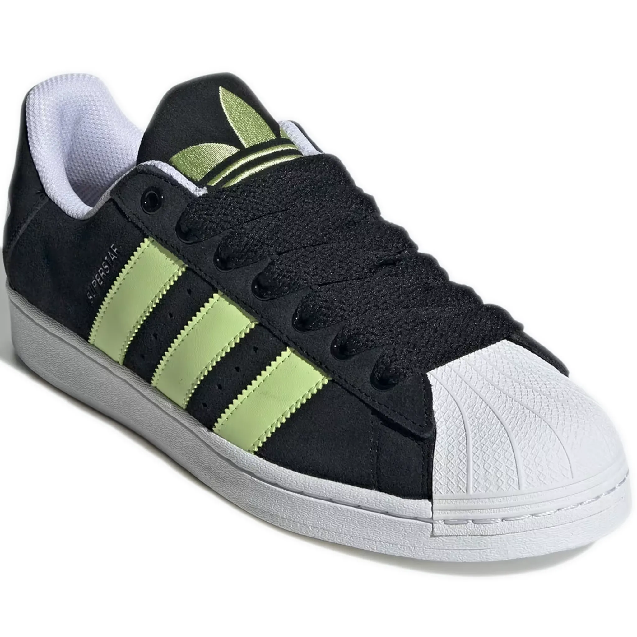 Men's Adidas Superstar Shoes - Black/ Lime/ White