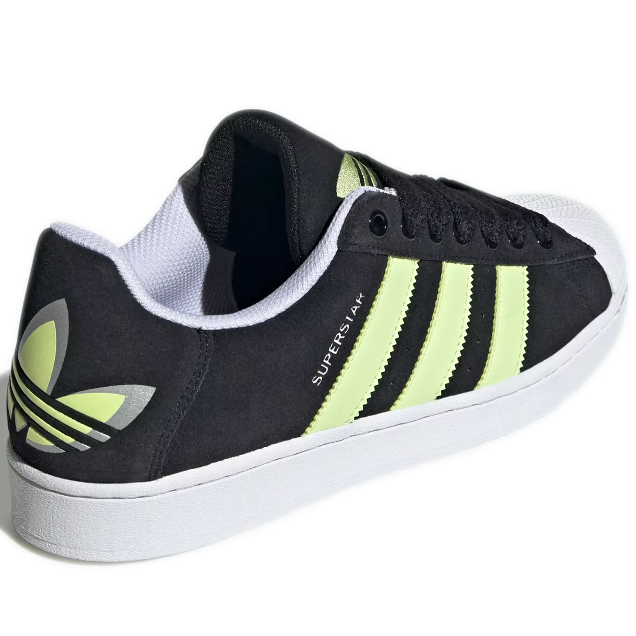 Men's Adidas Superstar Shoes - Black/ Lime/ White