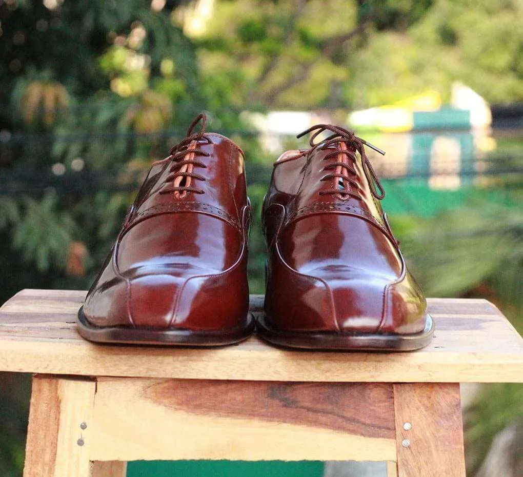 Men's Brown Lace Up Leather Stylish Shoes